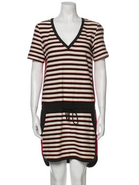 Véronica Beard Striped V-Neck Dress in Black, Cream & Red, size 4